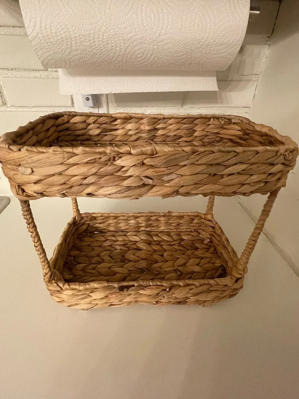 Woven Two-Tier Bathroom Storage Basket - Natural